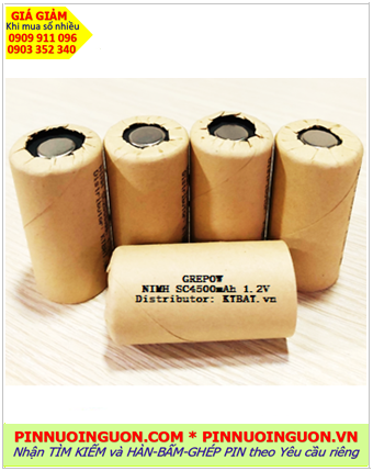 CELL NiMh 1.2v SC4500mAh, Pin sạc 1.2v SC4500mAh, Pin sạc công nghiệp VỎ GIẤY NiMh SC4500mAh 1.2v, Cell pin Grepow SC4500mAh 1.2v